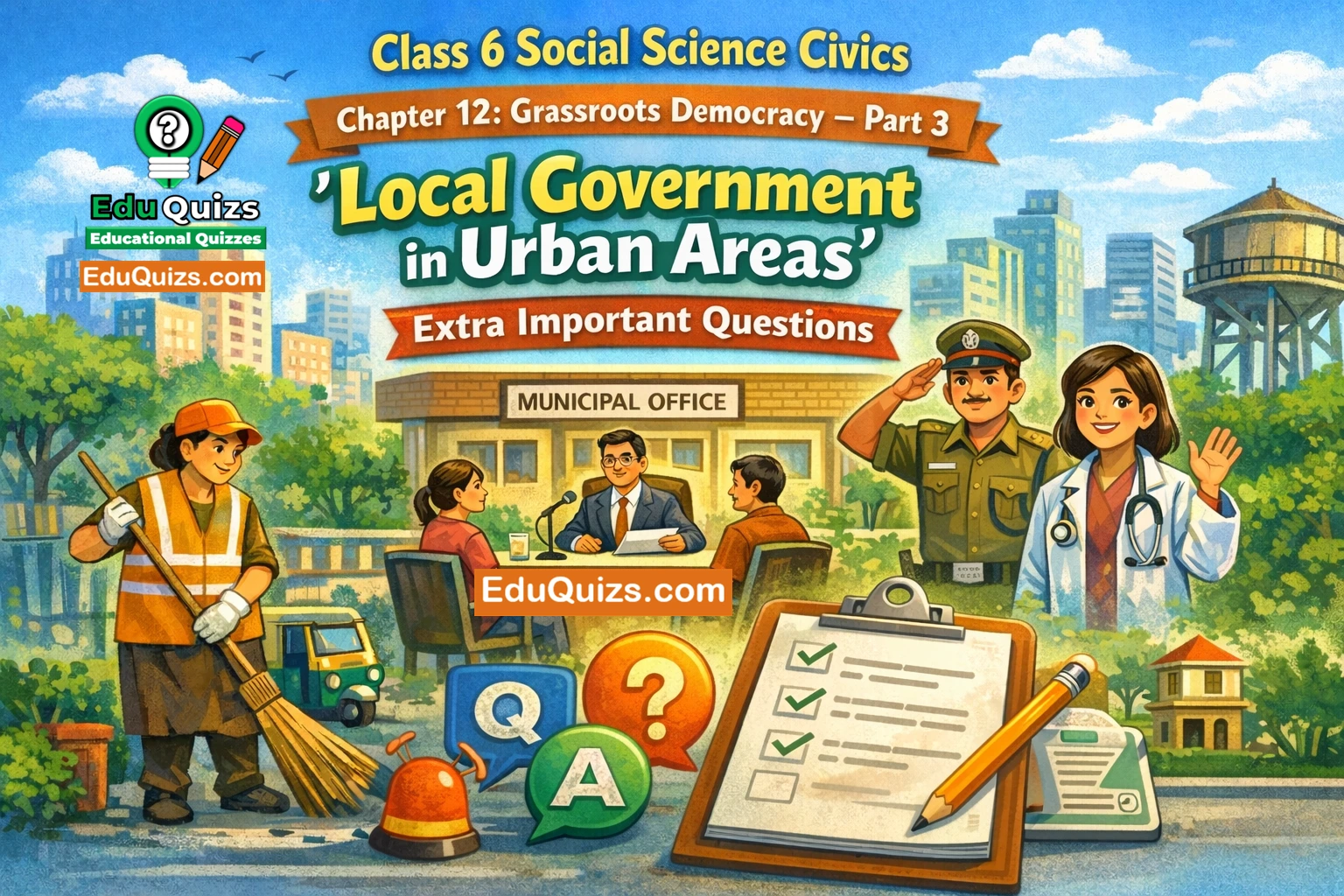 Class 6 Social Science Civics Chapter 12 – Grassroots Democracy: Part 3 Local Government in Urban Areas - Extra Important Questions