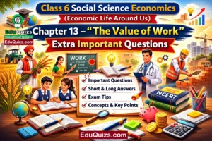 Class 6 Social Science Economics Chapter 13 – The Value of Work - Extra Important Questions image showing different professions like farmer, teacher, doctor and construction worker for students learning