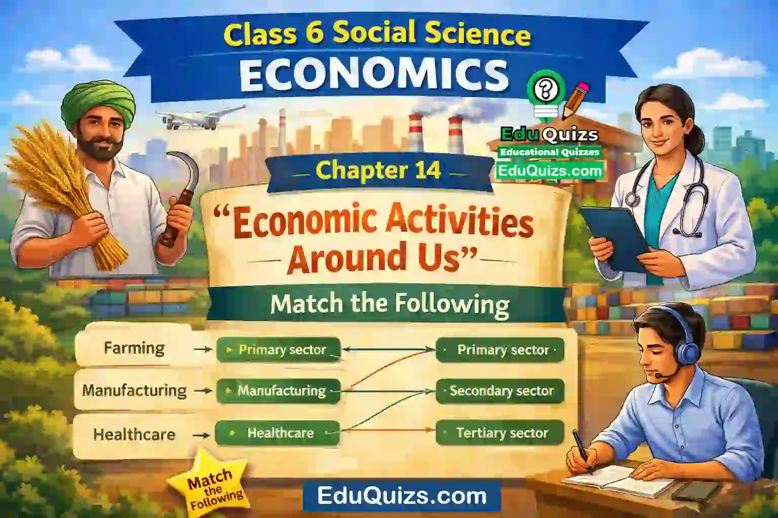 Class 6 Social Science Economics – Chapter 14: Economic Activities Around Us Match the Following Best and Easy